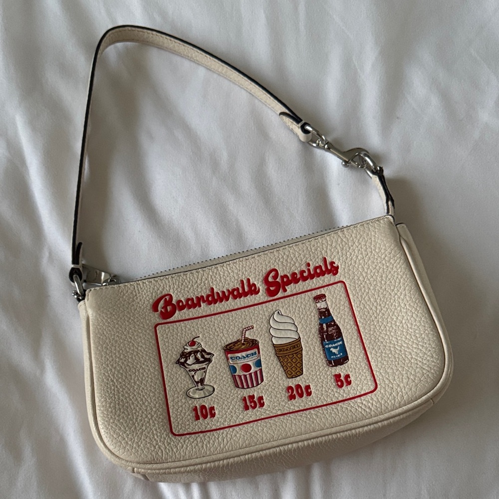 Coach Swinger Cream Shoulder Bag with Retro Print